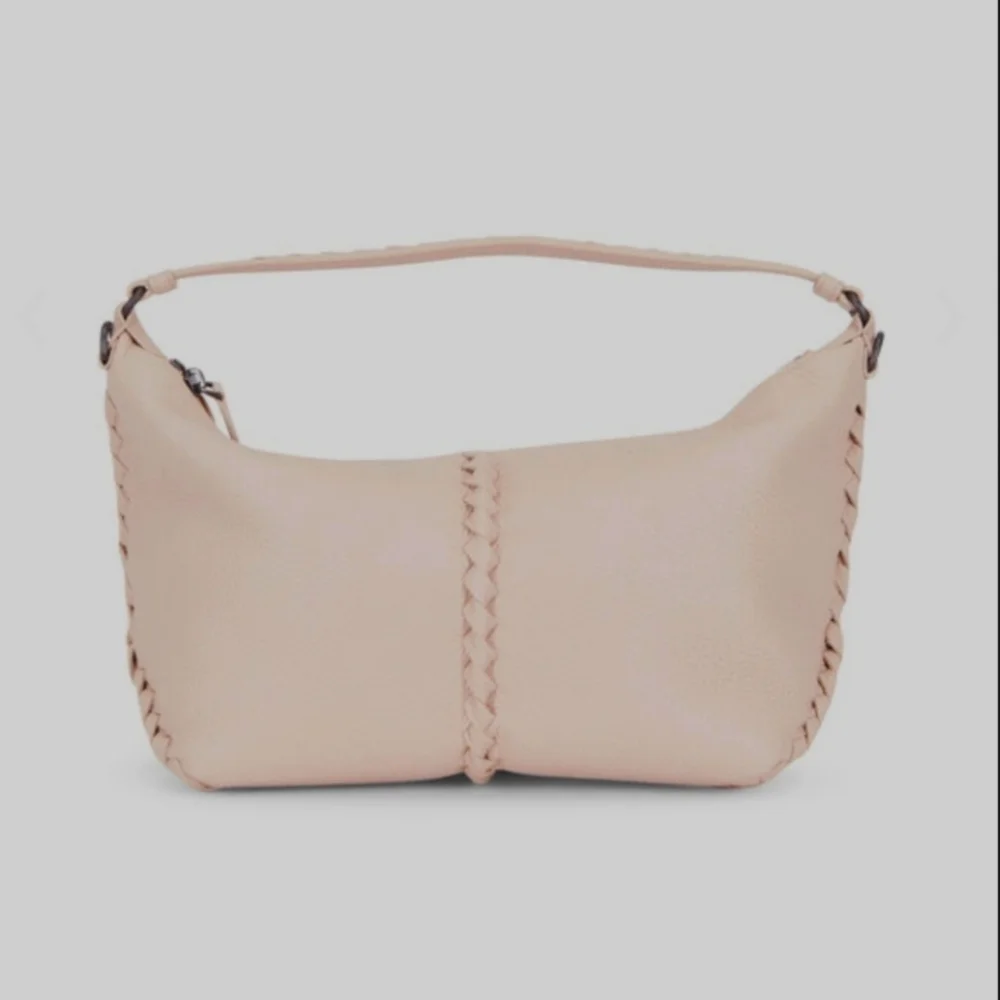 CHAPS VINTAGE CREAM LEATHER BRAIDED SMALL HOBO BAG